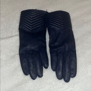 Karen Millen Navy Blue Leather Gloves